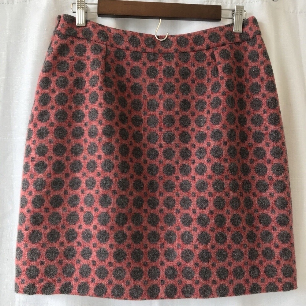 Boden Tweed Kilt British Tweed by Moon Skirt US Size 8 Red Polkadot - Picture 9 of 16
